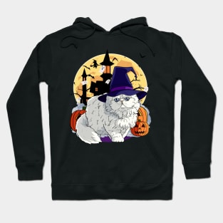 Persian Cat Funny Halloween Witch Pumpkin Hoodie